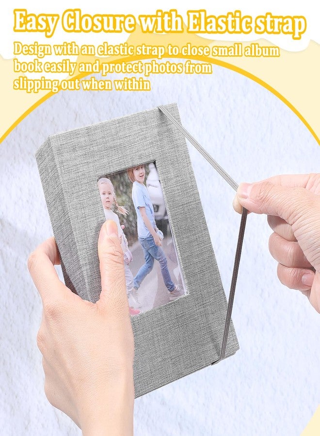 wutfuooo 10 Pieces Small Photo Album 4 x 6 Inch Picture Album 26 Clear Pages Hold 52 Pictures Linen Cover Photo Book with Front Window (Black, Beige, Gray) - Image 5